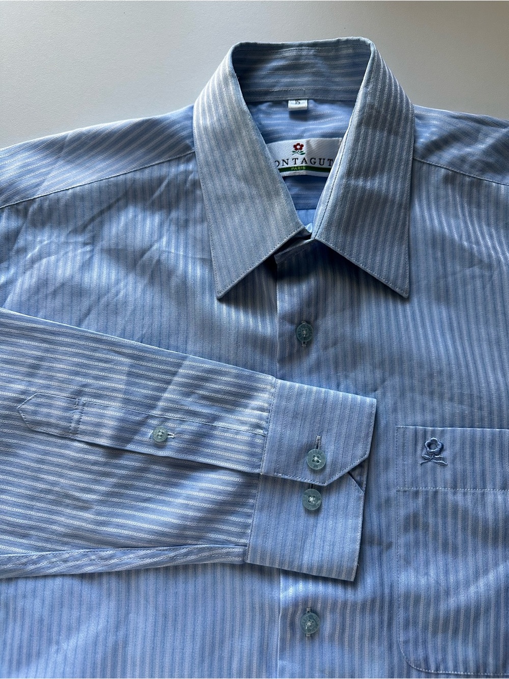 Montagut Paris Light Blue Striped Men's Dress Shirt